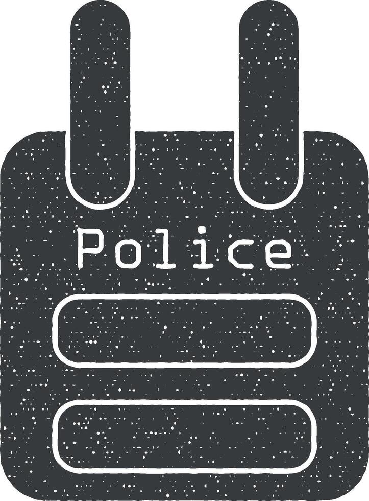 policía a prueba de balas chaleco vector icono ilustración con sello efecto