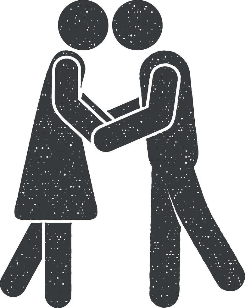 amantes Beso vector icono ilustración con sello efecto