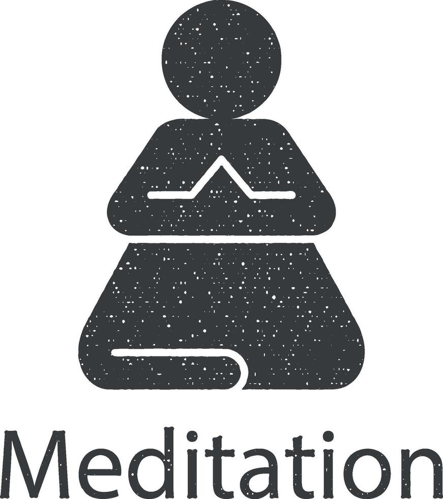 rápido, meditación, capacitación, yoga vector icono ilustración con sello efecto