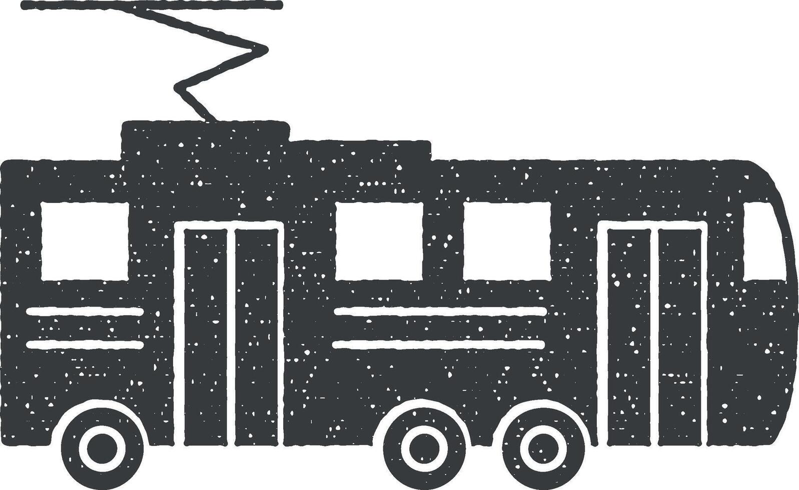 Tram vector icon illustration with stamp effect