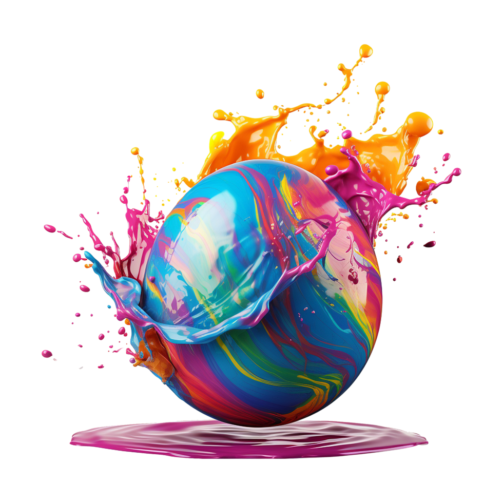 AI generated Colorful splash easter egg isolated on transparent background png