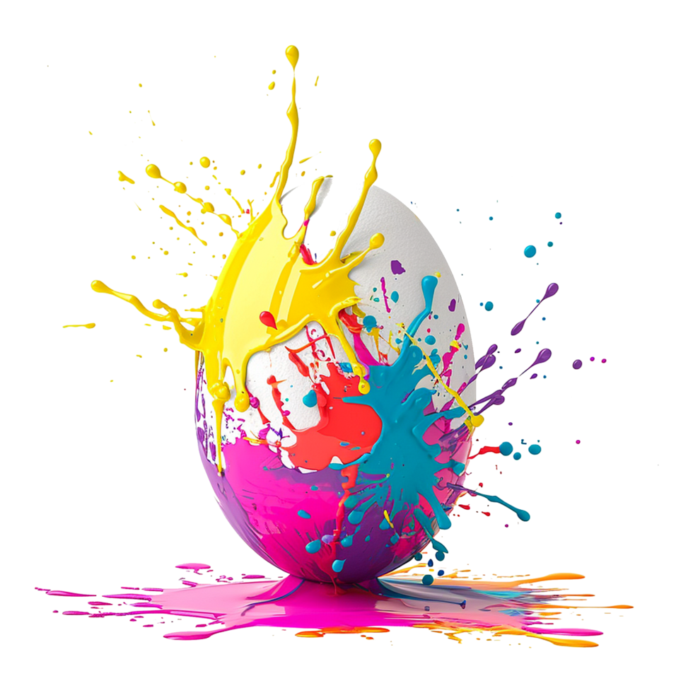 AI generated Colorful splash easter egg isolated on transparent background png