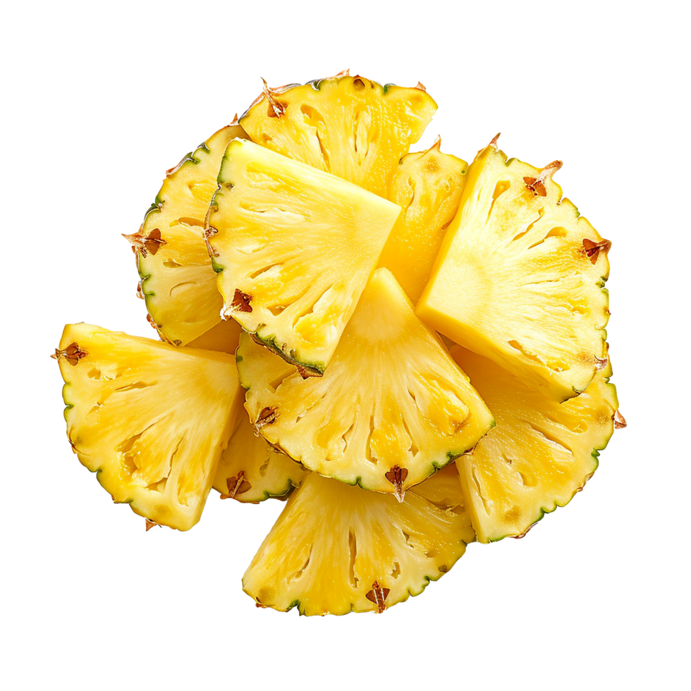 AI generated Pineapple slices png isolated on transparent background