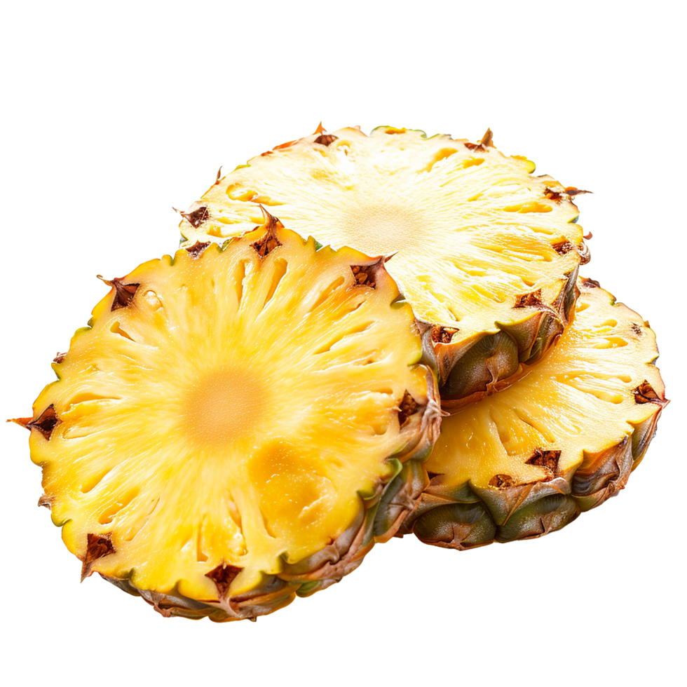 AI generated Pineapple slices png isolated on transparent background