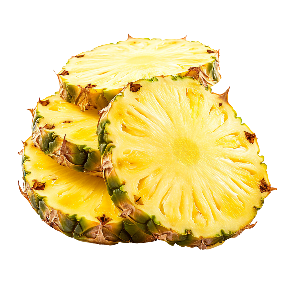 AI generated Pineapple slices png isolated on transparent background