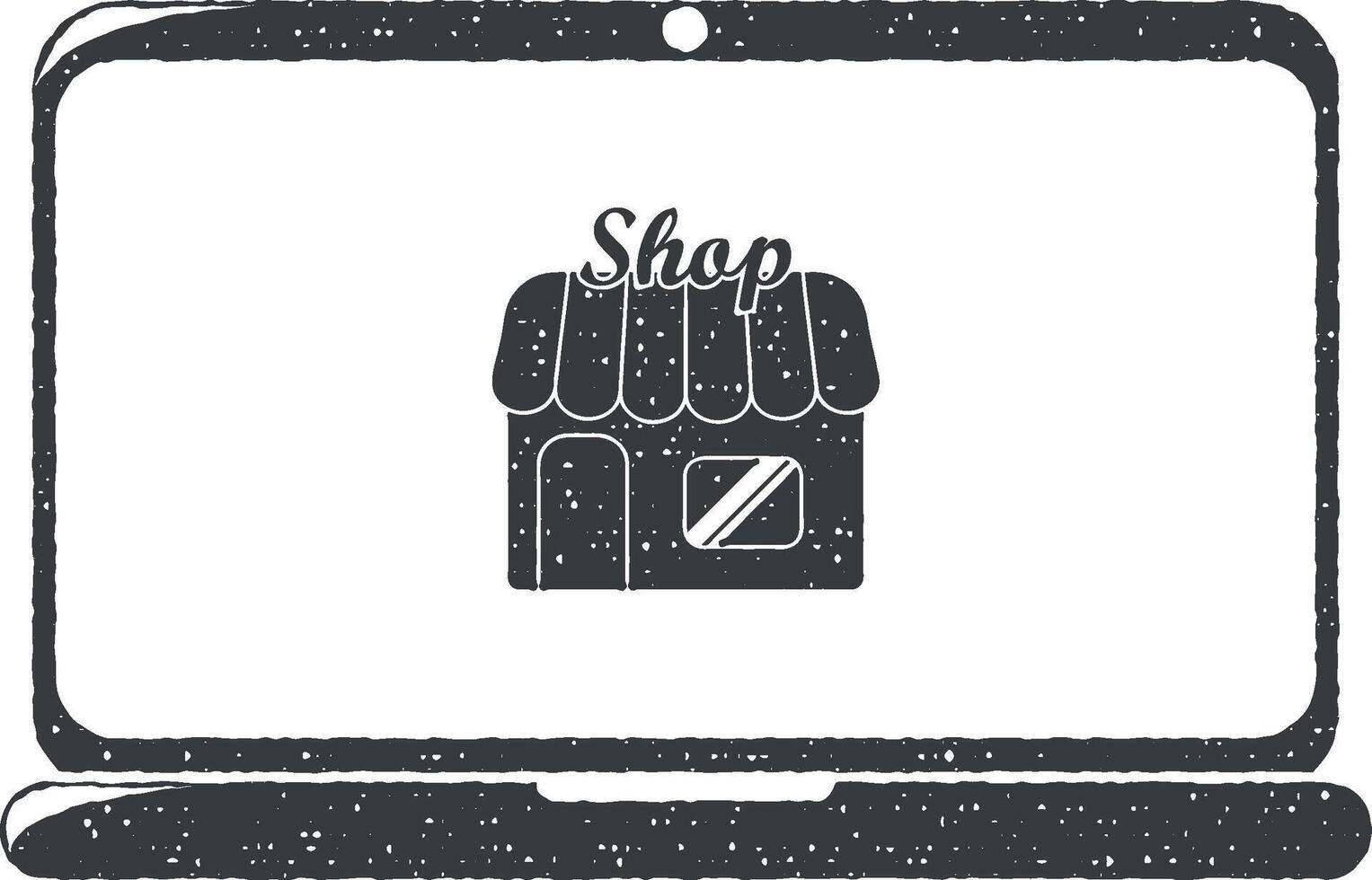 Online Store vector icon illustration with stamp effect