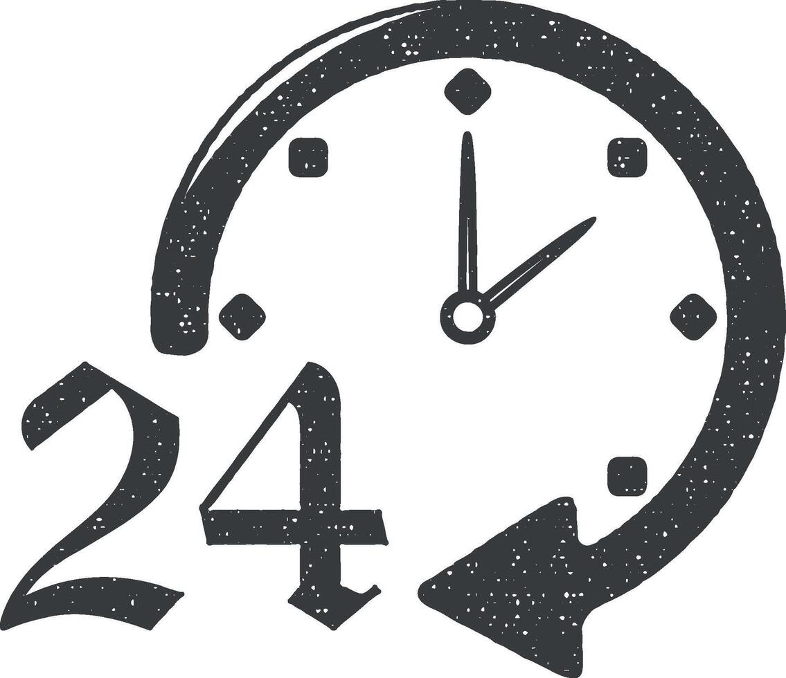 24 hours service vector icon illustration with stamp effect