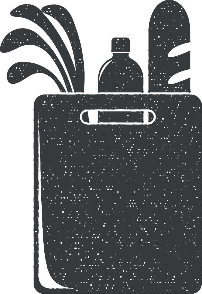 paper bag with products vector icon illustration with stamp effect
