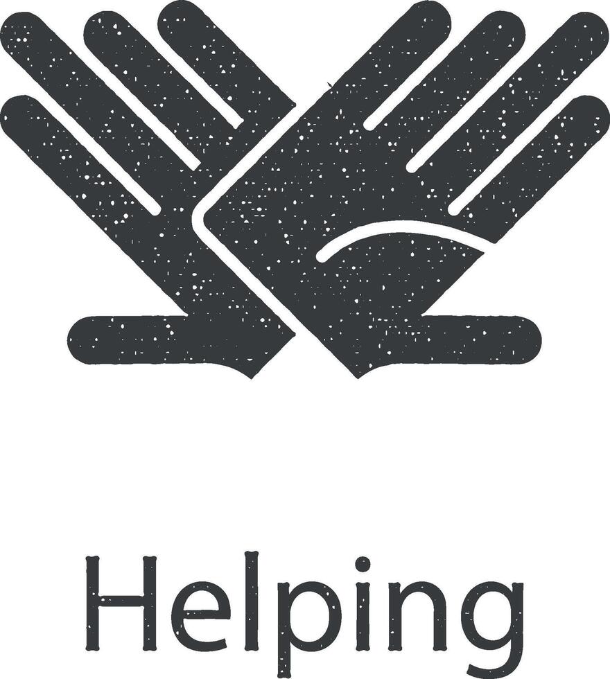 charity, hands, help, relations vector icon illustration with stamp effect