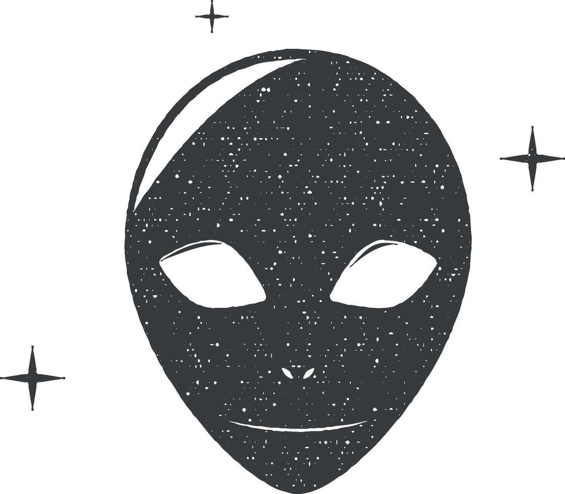 alien vector icon illustration with stamp effect