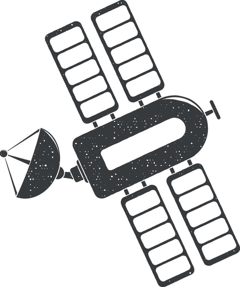 satellite vector icon illustration with stamp effect