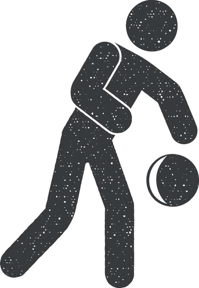 basketball player vector icon illustration with stamp effect