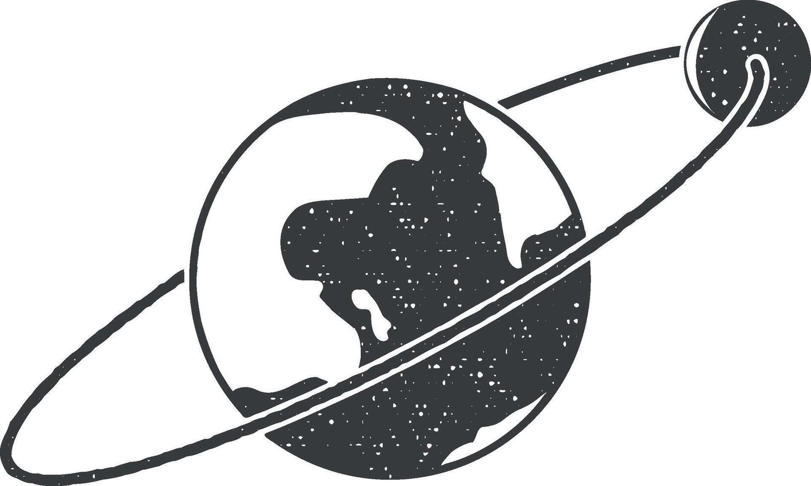 earth and moon vector icon illustration with stamp effect