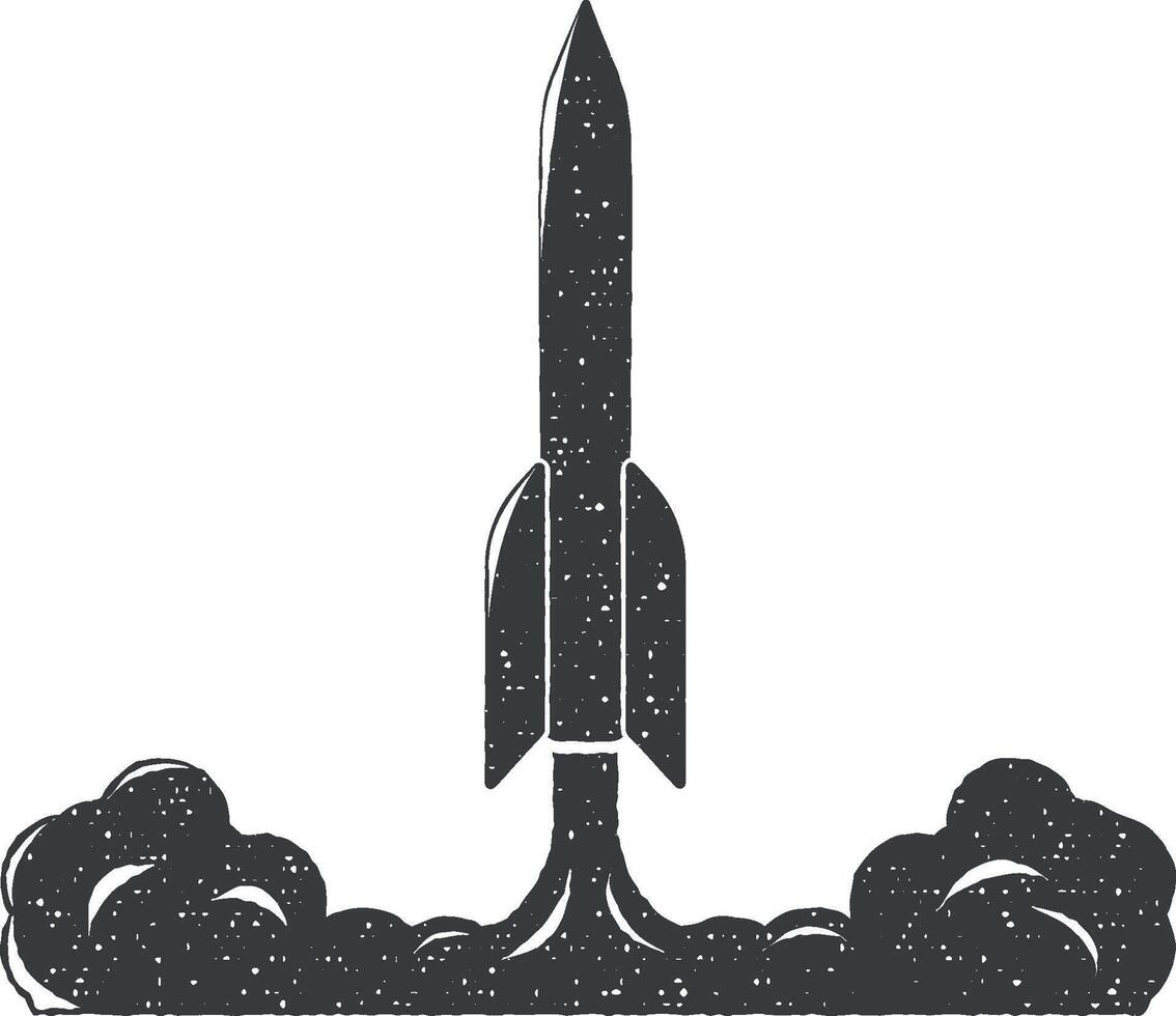 rocket vector icon illustration with stamp effect