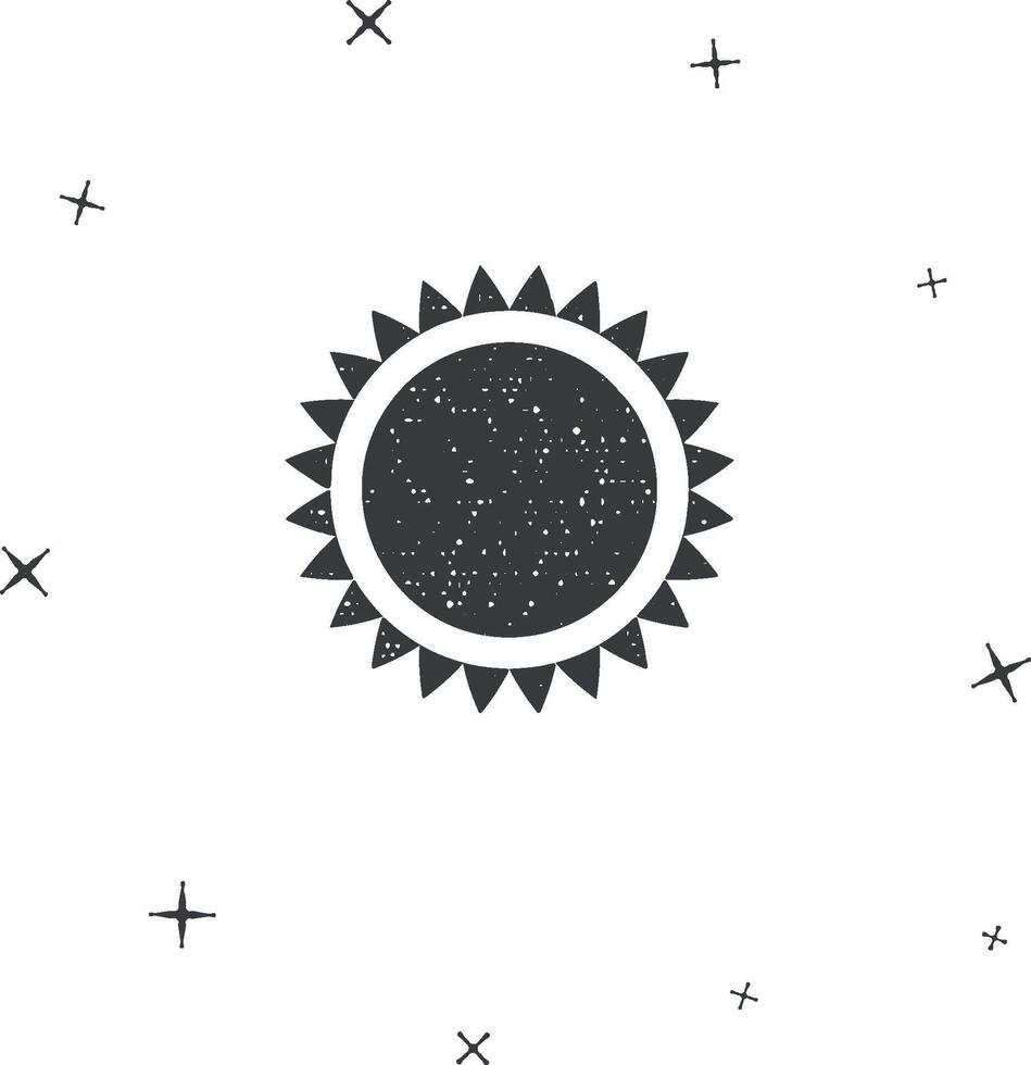 the sun vector icon illustration with stamp effect