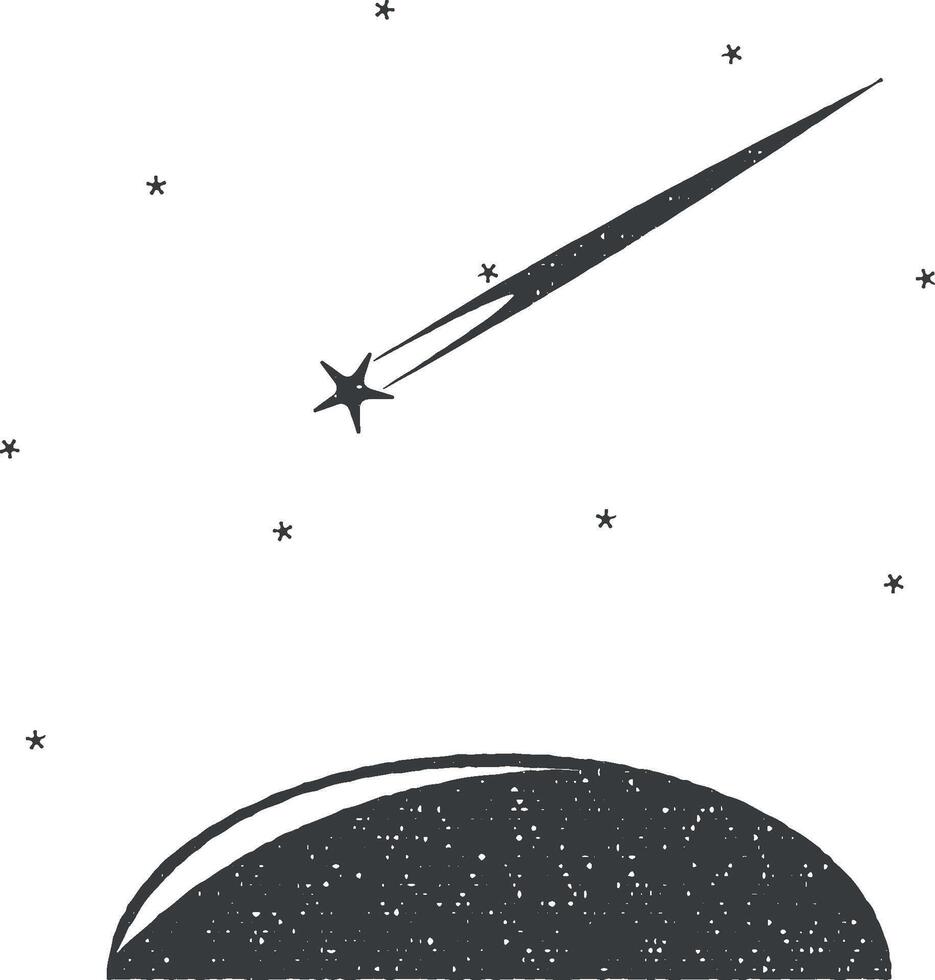 falling star vector icon illustration with stamp effect