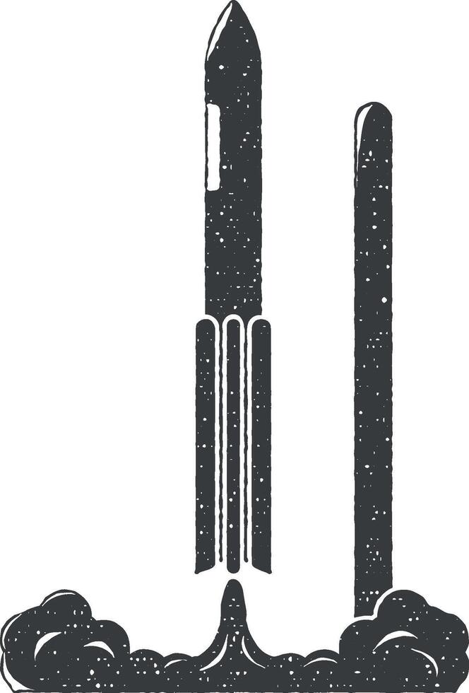 launch rocket vector icon illustration with stamp effect