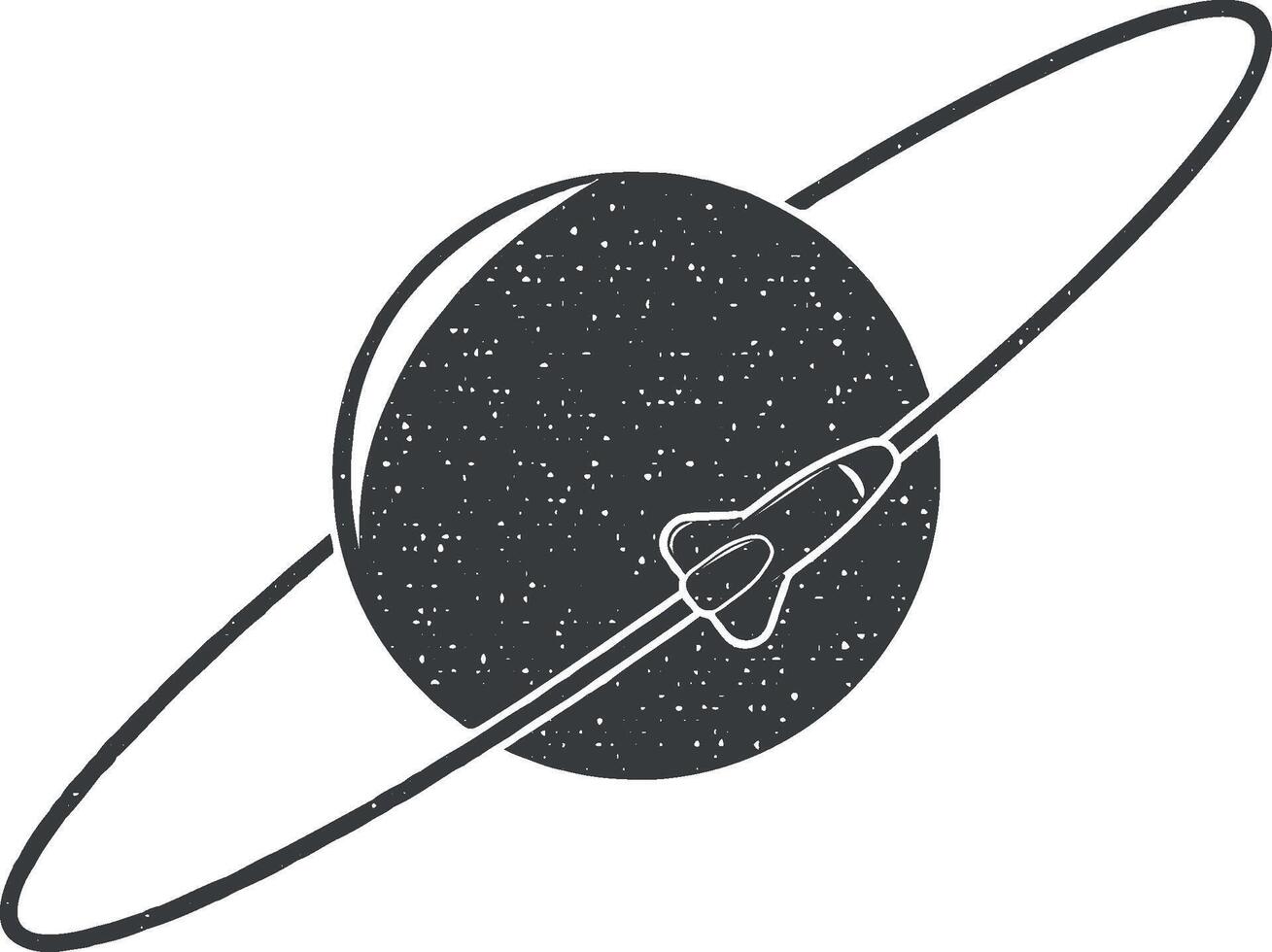 rocket into the circle of the earth vector icon illustration with stamp effect