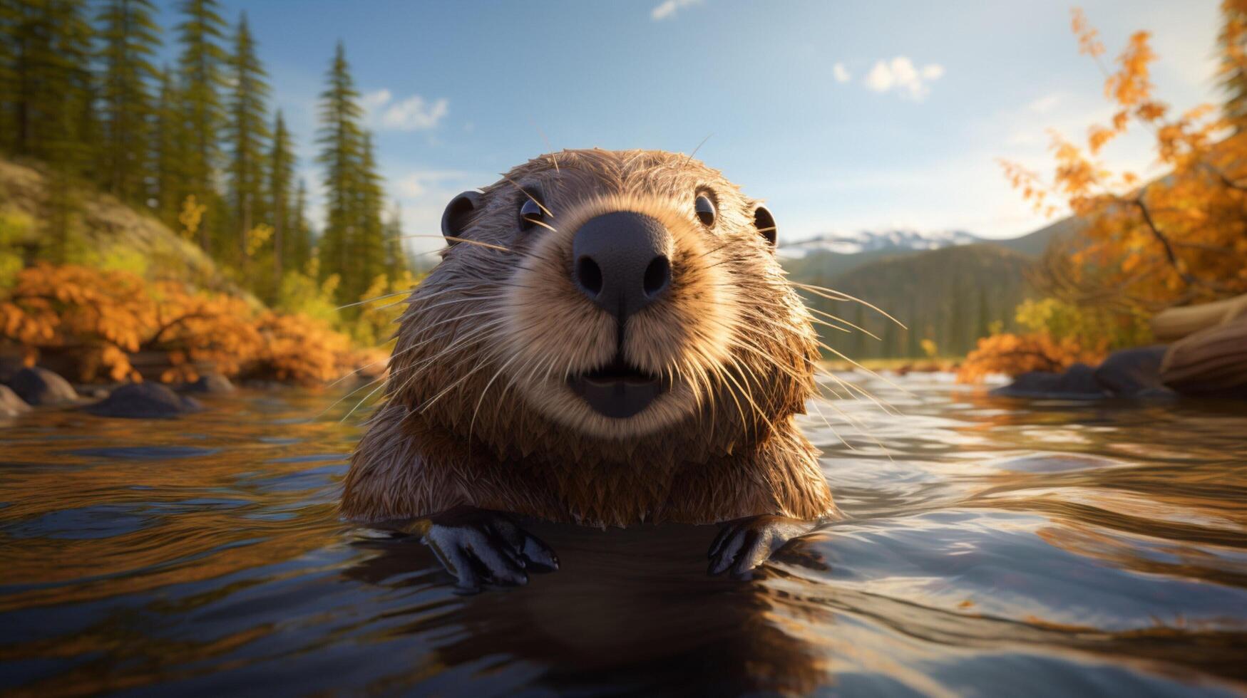 AI generated beaver high quality image photo