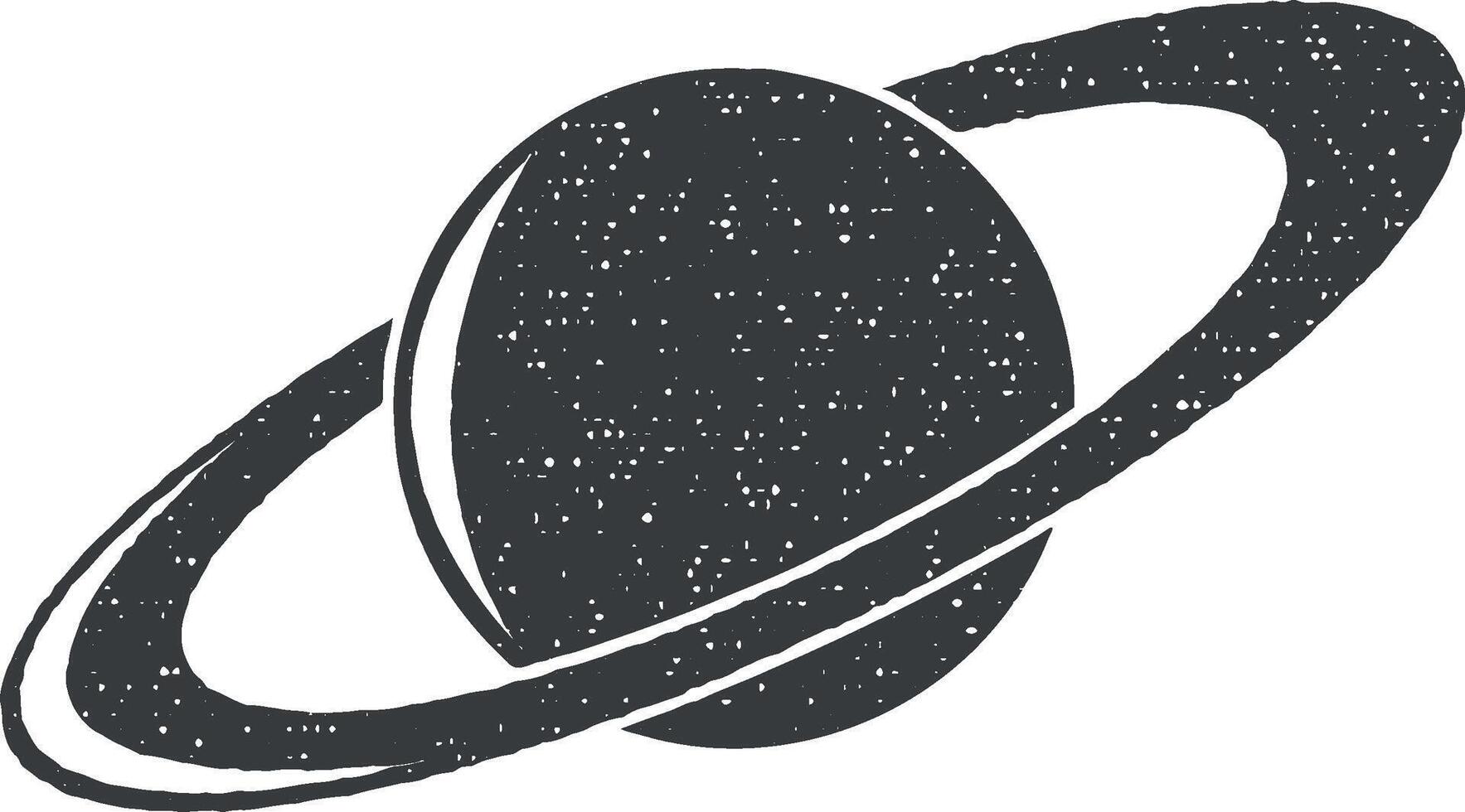 planet Saturn vector icon illustration with stamp effect