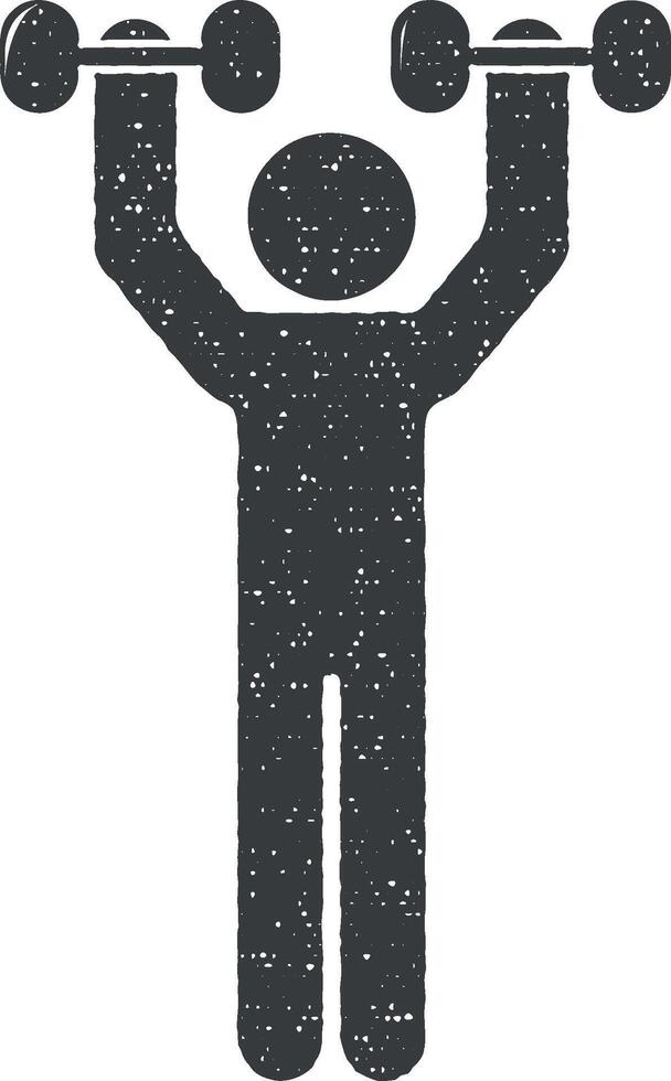 man with dumbbells vector icon illustration with stamp effect