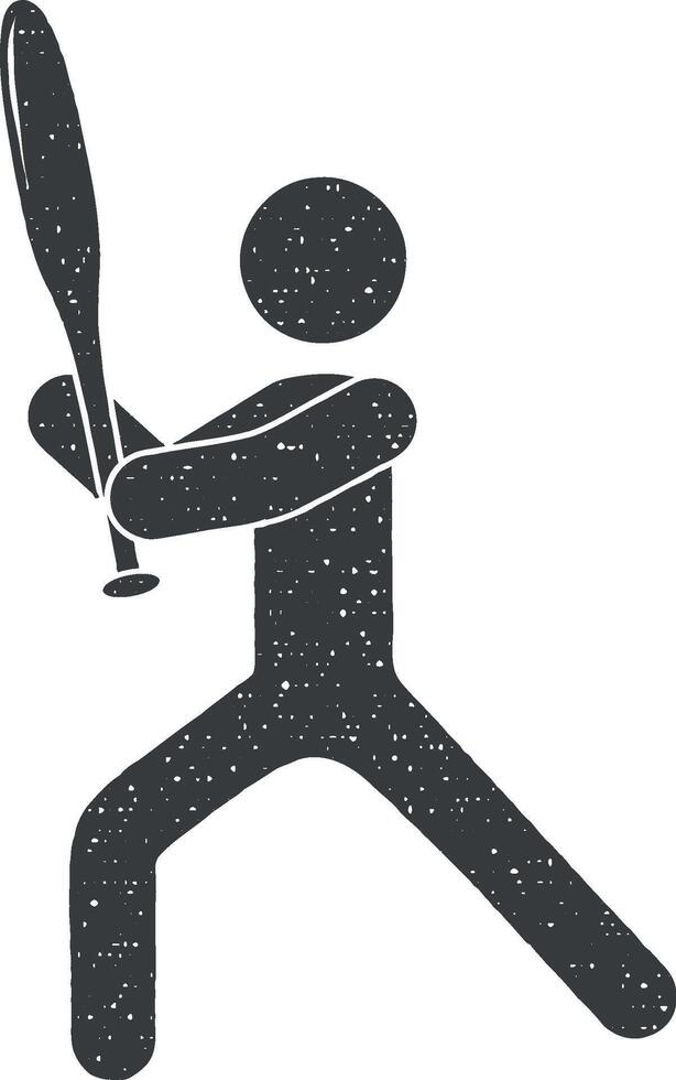 béisbol jugador vector icono ilustración con sello efecto