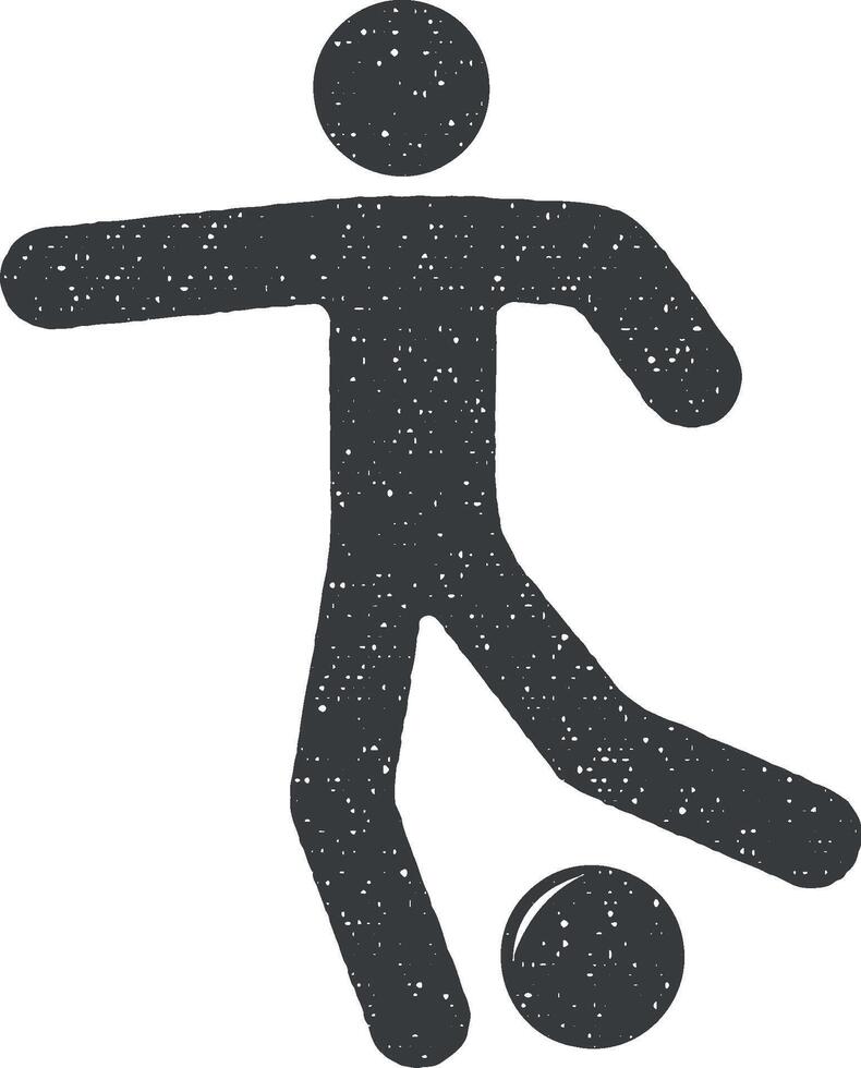 fútbol jugador con un pelota vector icono ilustración con sello efecto