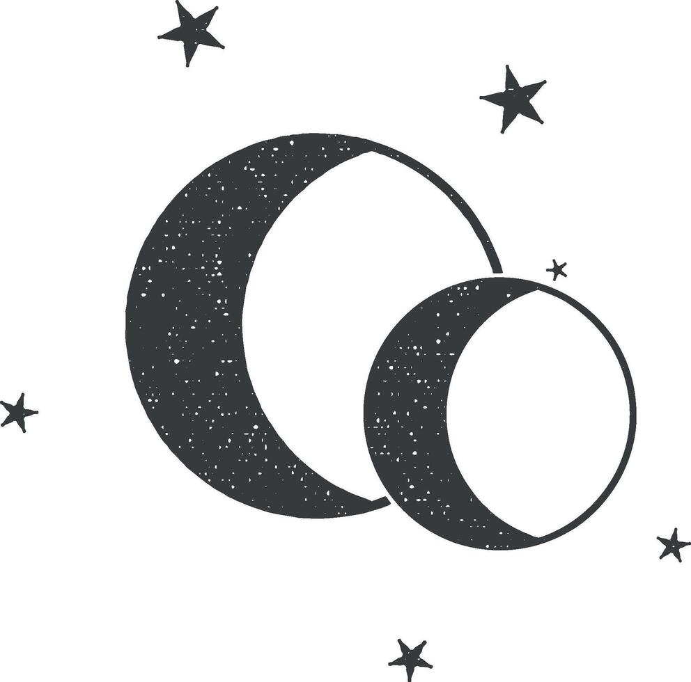 dos lunas vector icono ilustración con sello efecto