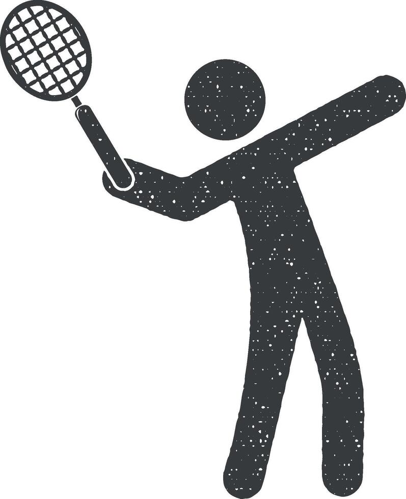 tennis player vector icon illustration with stamp effect