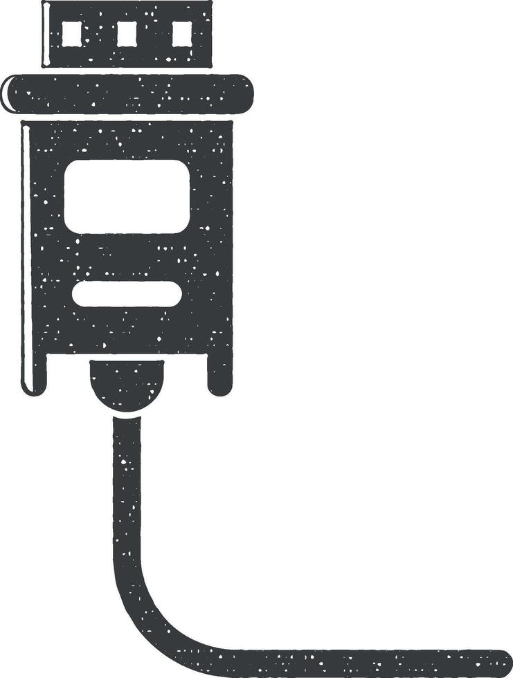 USB cable vector icono ilustración con sello efecto