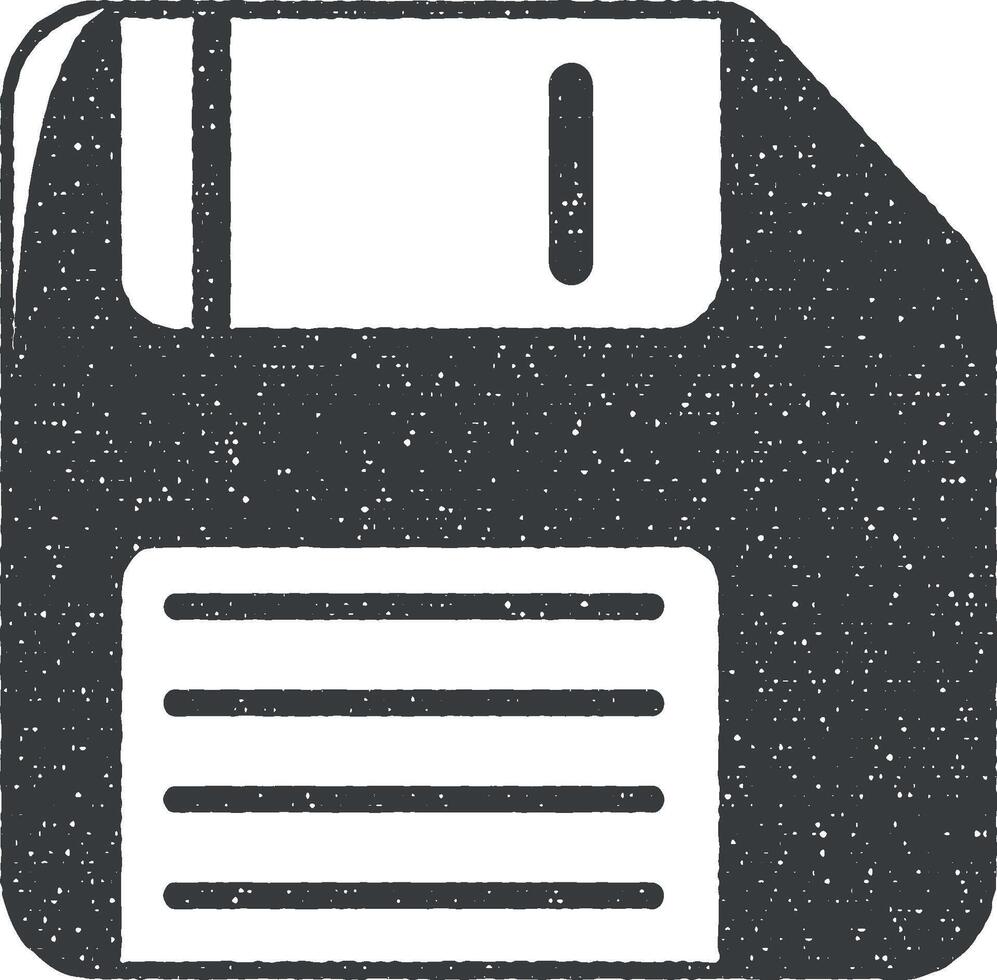 Floppy Disk vector icon illustration with stamp effect