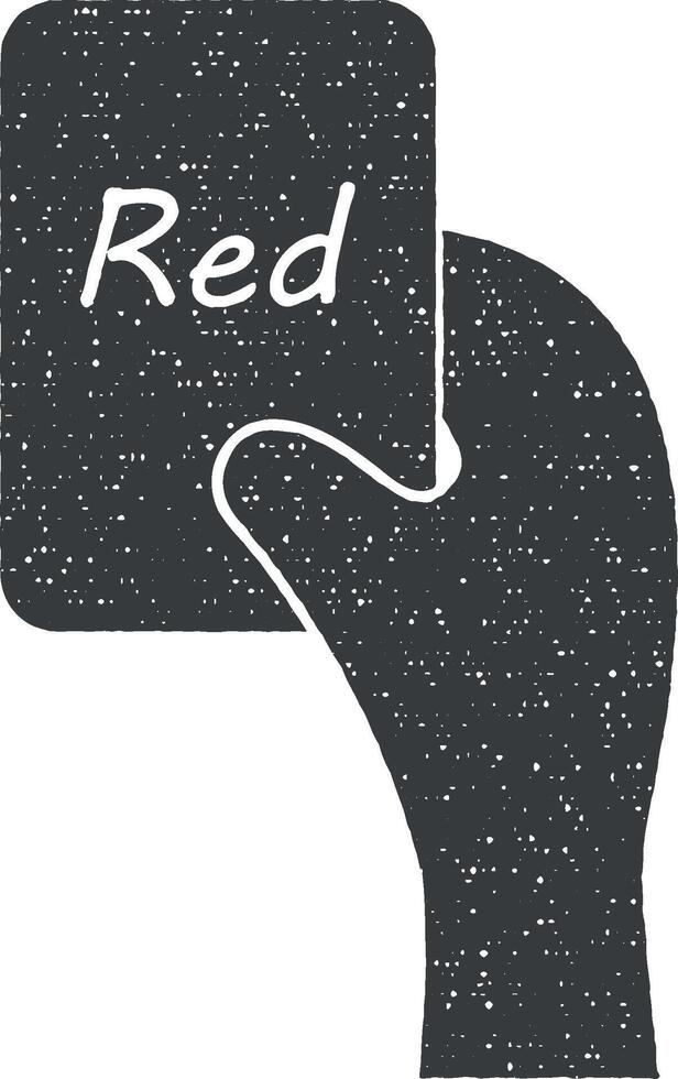 hand with a red card vector icon illustration with stamp effect