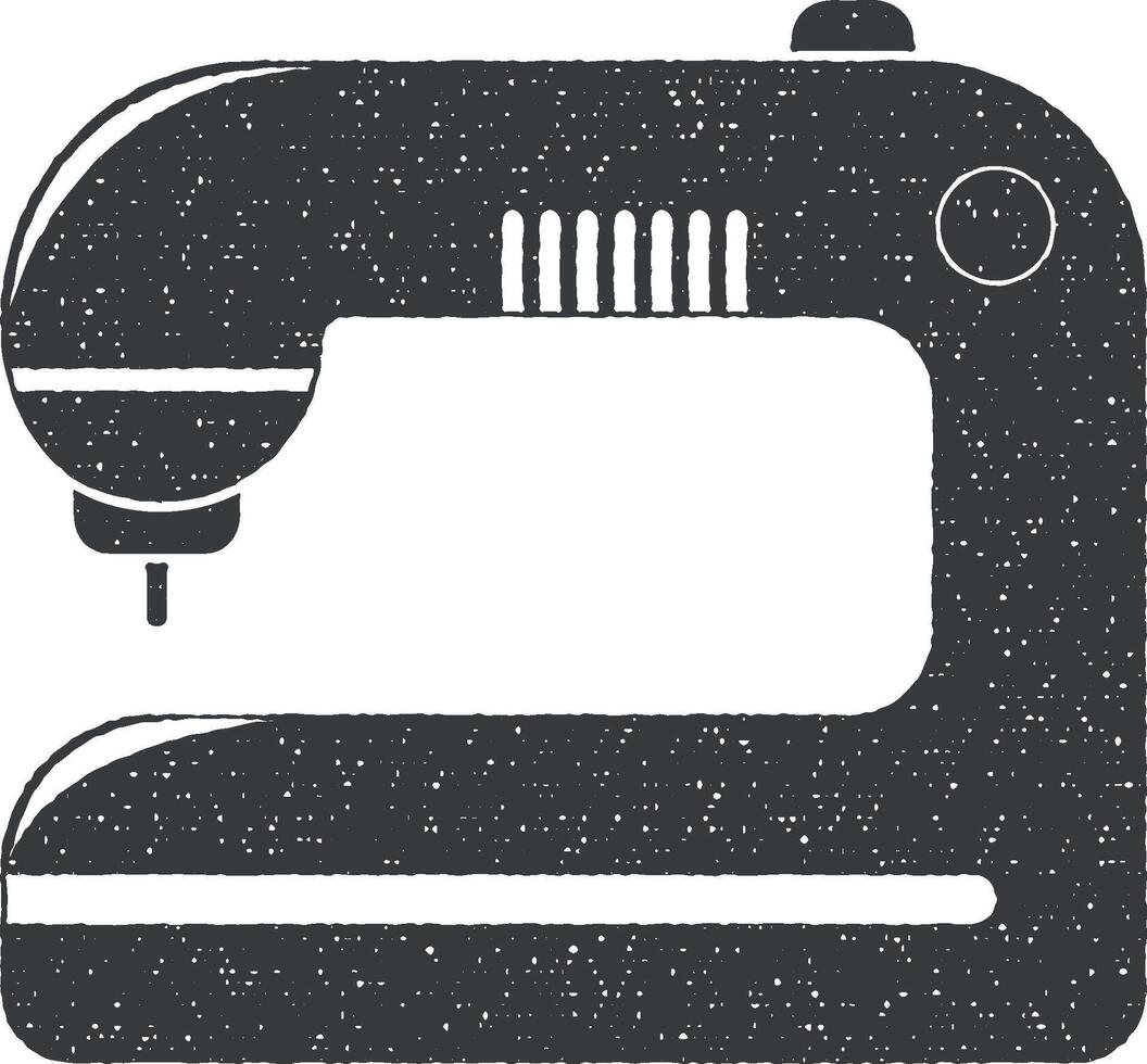 sewing machine vector icon illustration with stamp effect