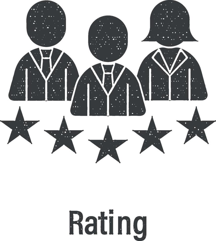 Team work, outstanding, rating, star, team, users vector icon illustration with stamp effect