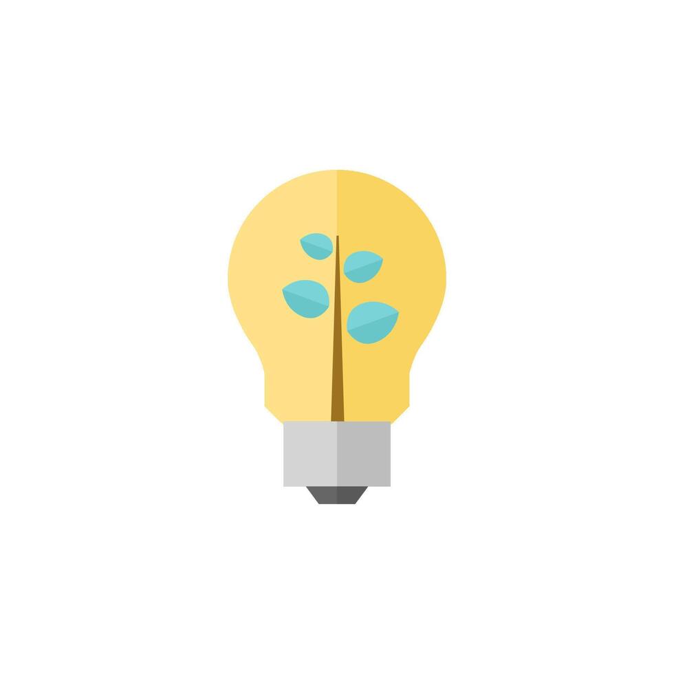 Light bulb icon in flat color style. Idea inspiration electricity light eco environment friendly vector