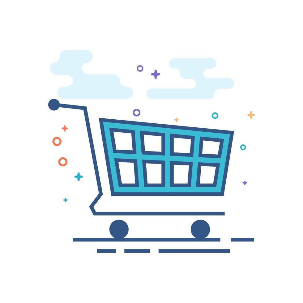 Shopping cart icon flat color style vector illustration