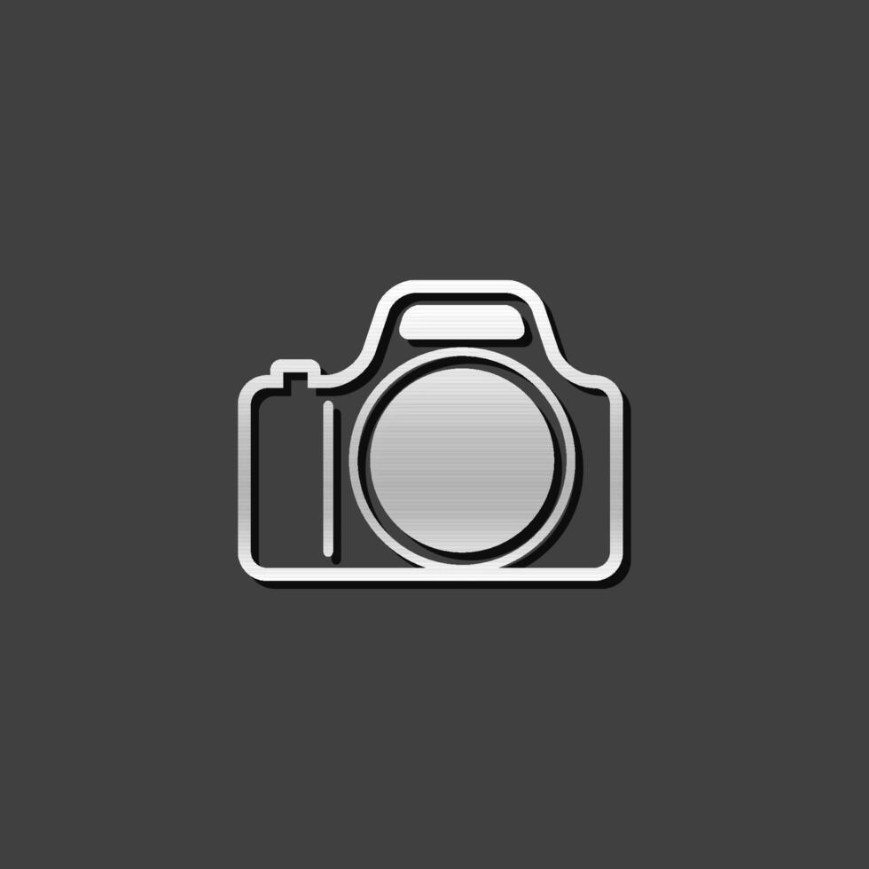 Camera icon in metallic grey color style. Digital photography professional vector