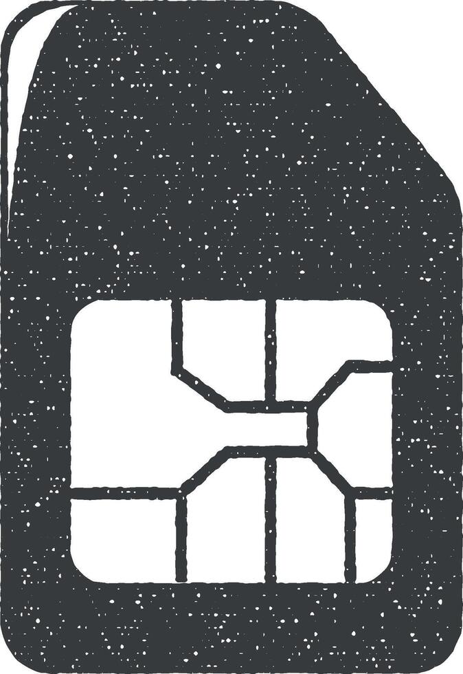 SIM card vector icon illustration with stamp effect