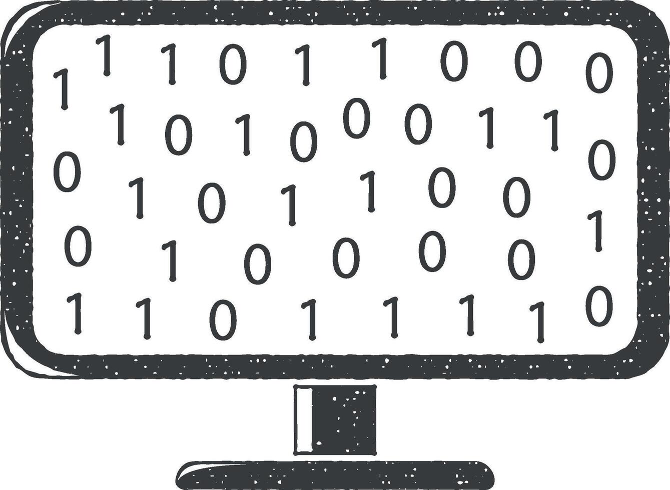 digits on the monitor screen vector icon illustration with stamp effect