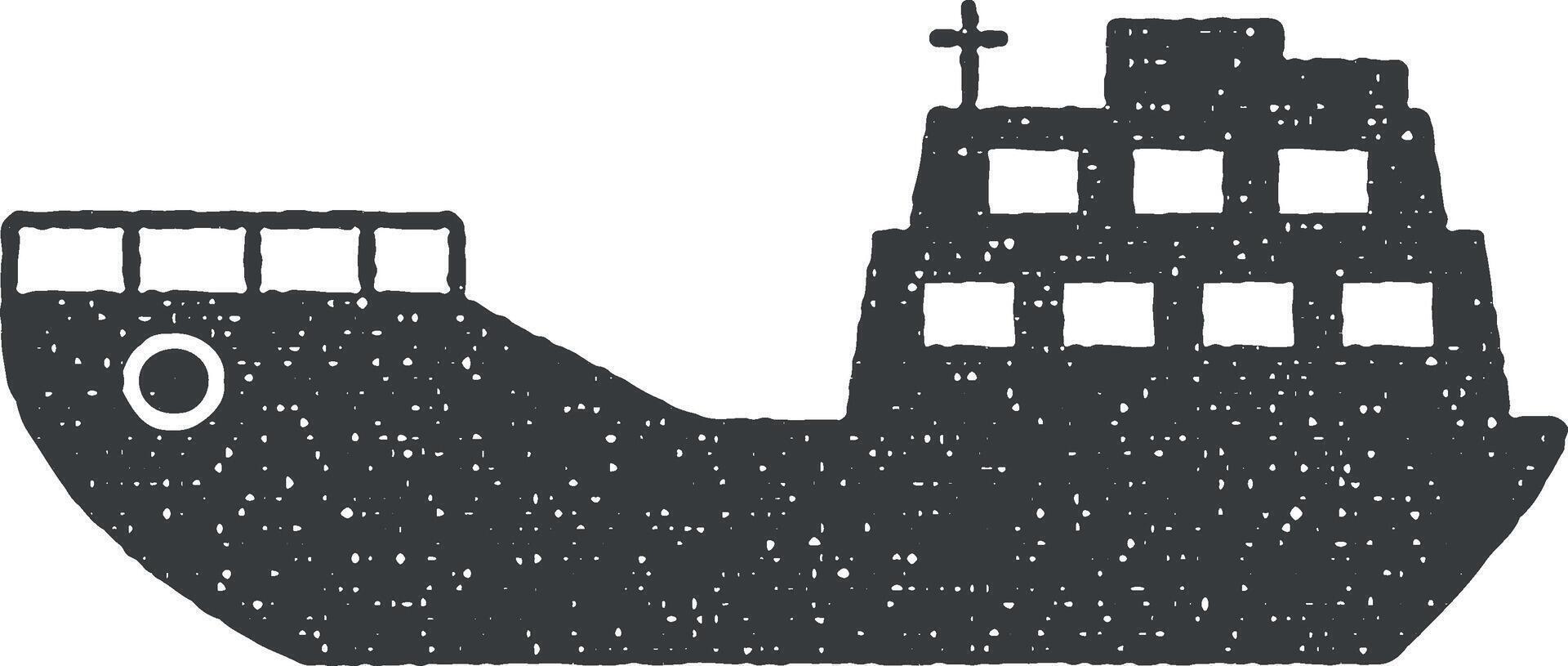 Water transport, ship vector icon illustration with stamp effect