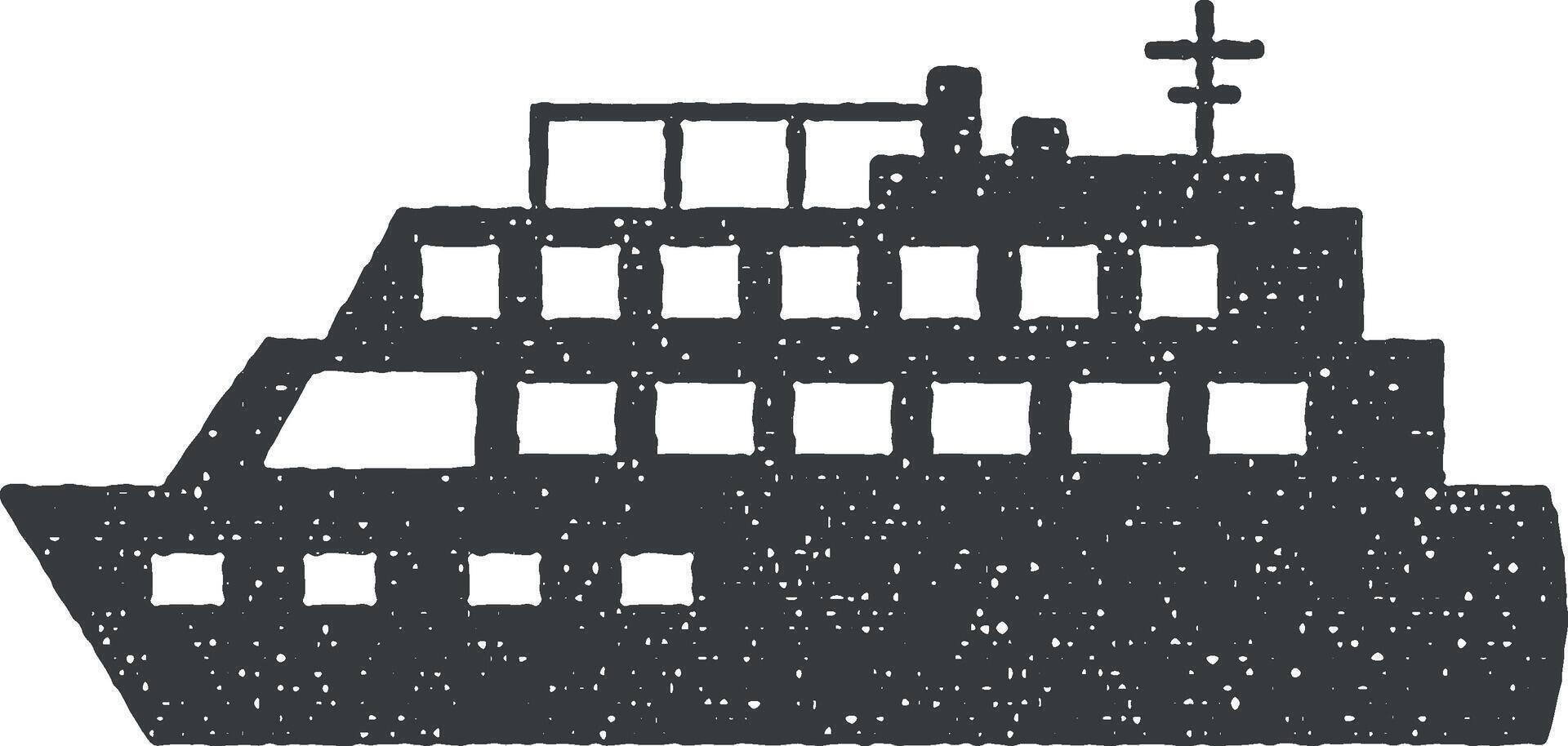 Water transport, cruise ship vector icon illustration with stamp effect