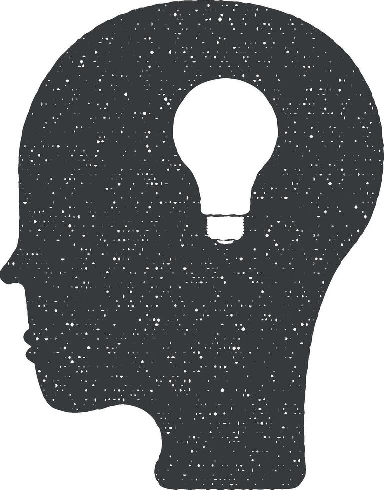 idea in the head vector icon illustration with stamp effect