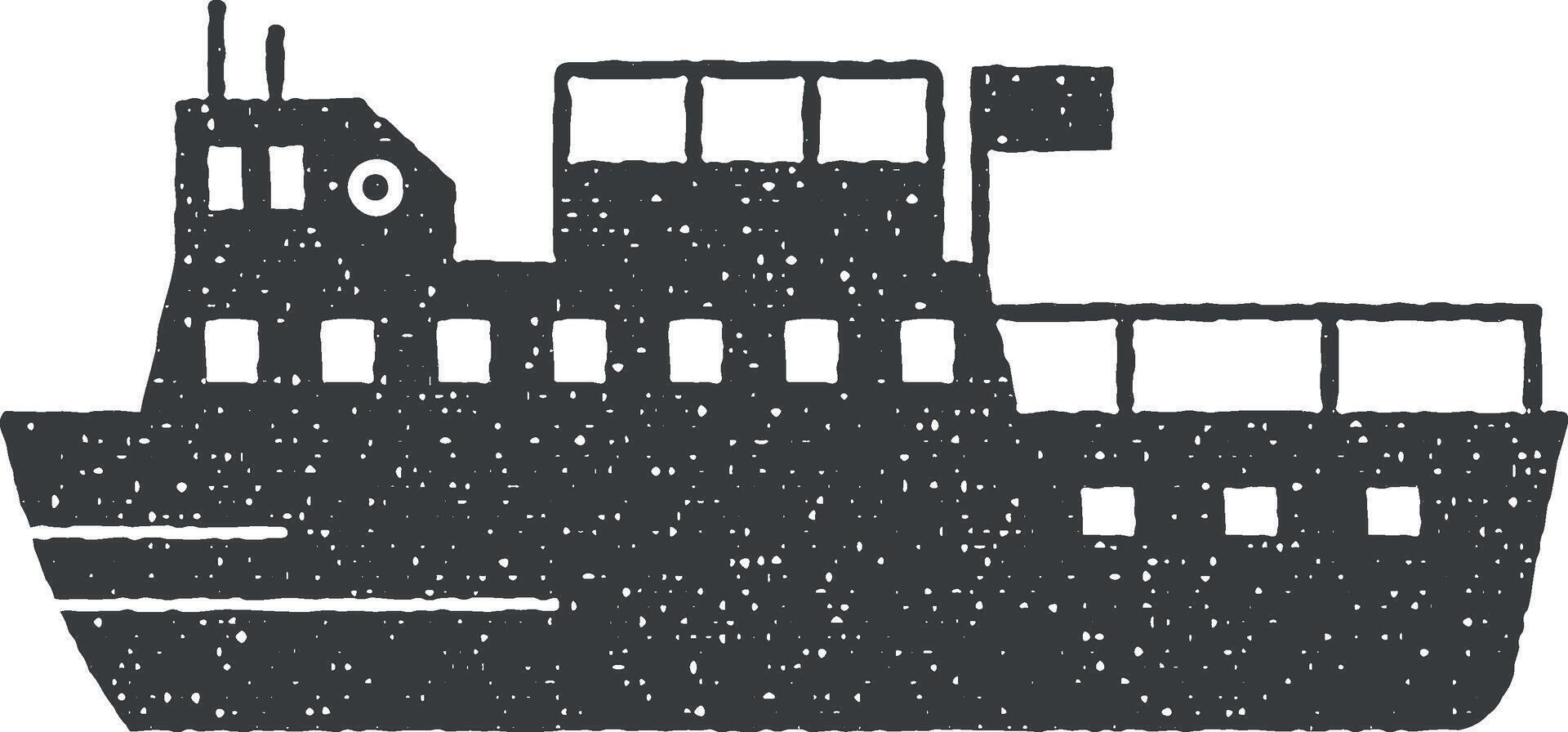 Water transport, warship vector icon illustration with stamp effect