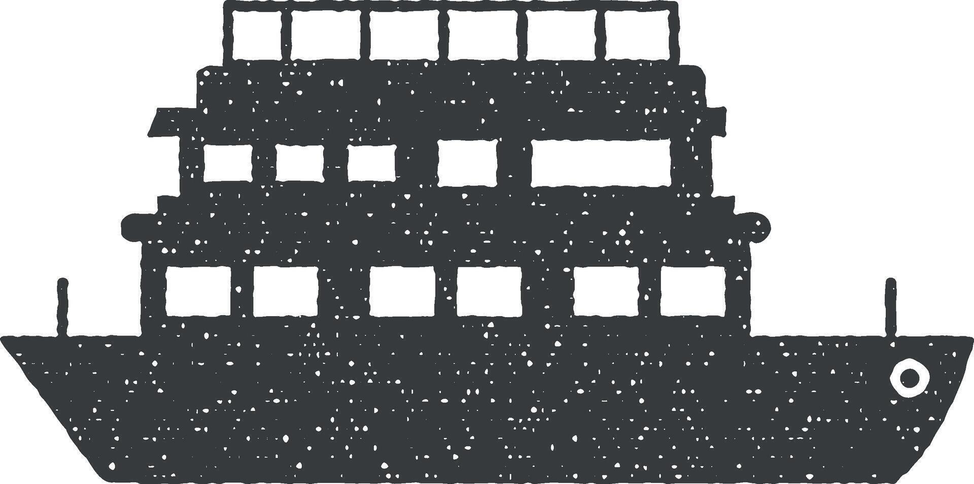 Water transport, ship vector icon illustration with stamp effect