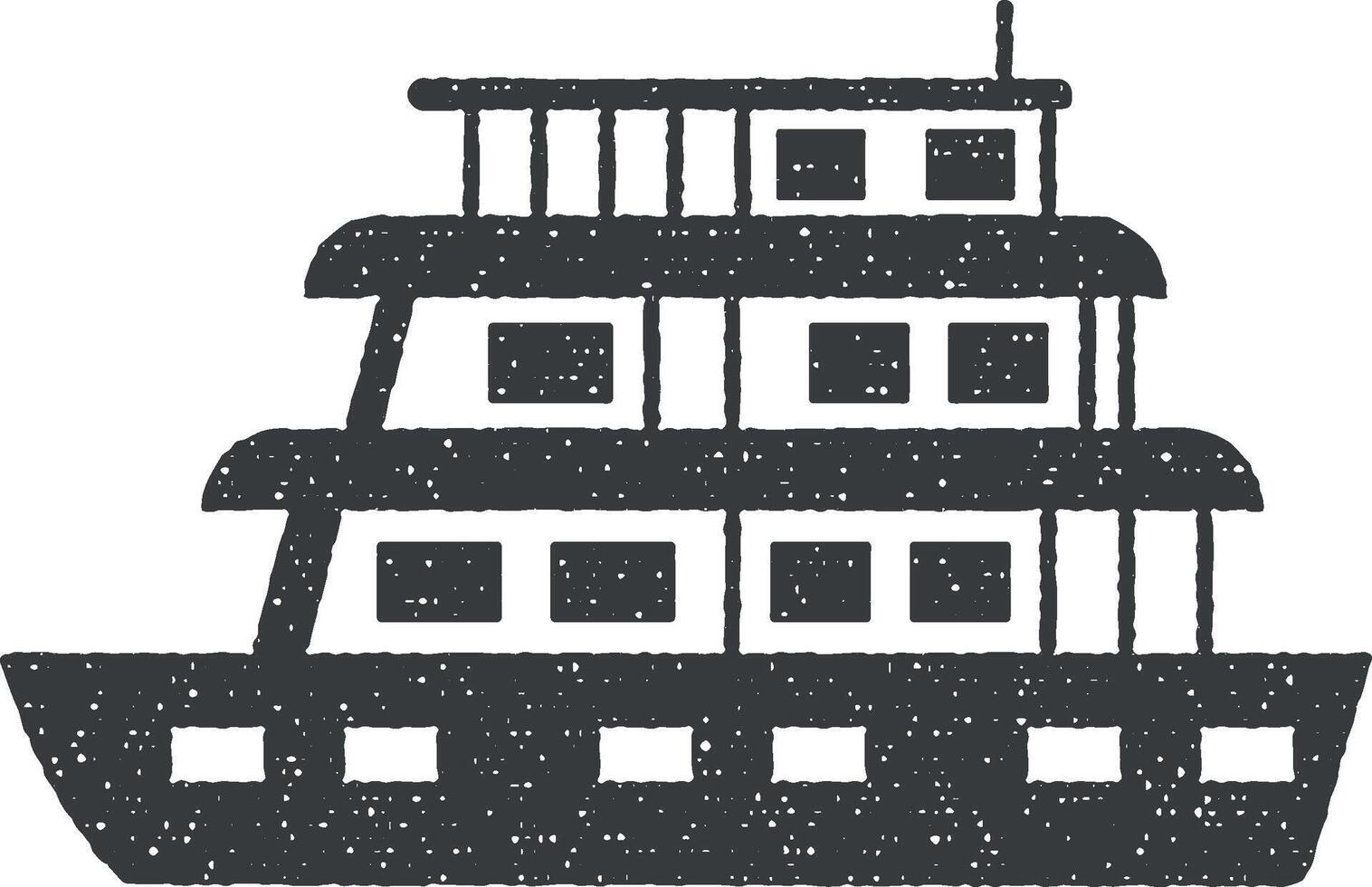 Water transport, catamaran vector icon illustration with stamp effect