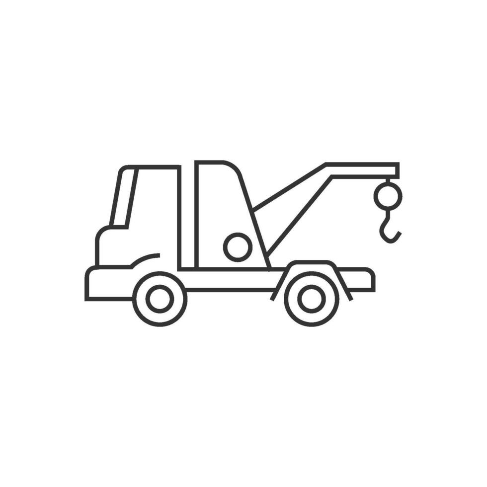 Tow icon in thin outline style vector