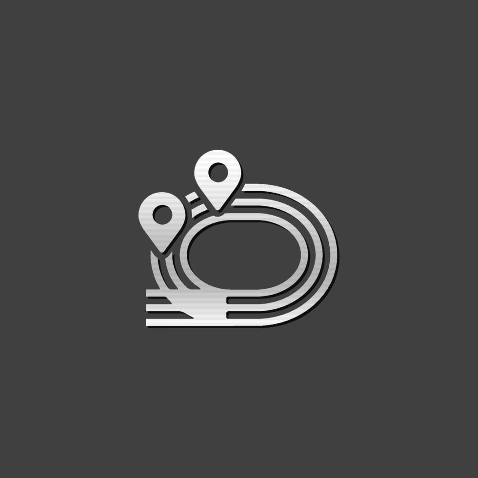 Sprinting field icon in metallic grey color style. Sport competition athletic vector