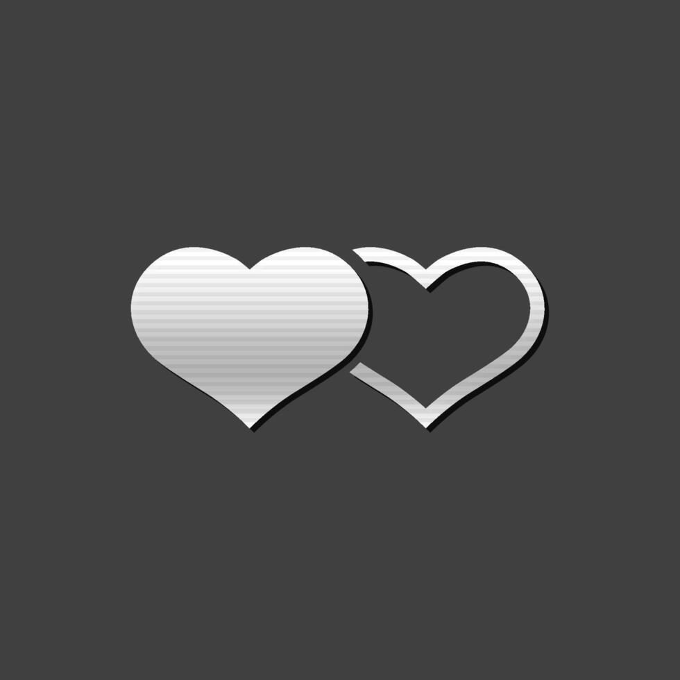 Heart shape icon in metallic grey color style. Couple wedding valentine vector