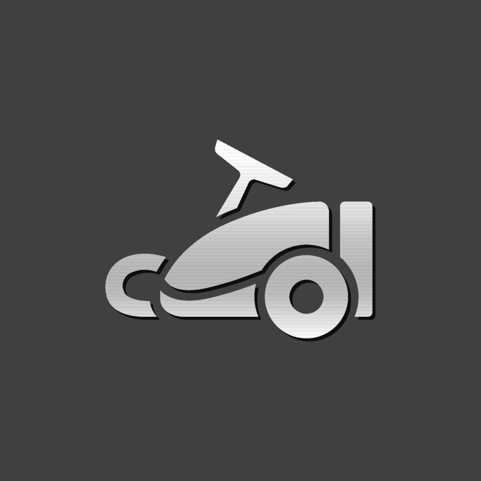 Vacuum cleaner icon in metallic grey color style. Home house appliance vector