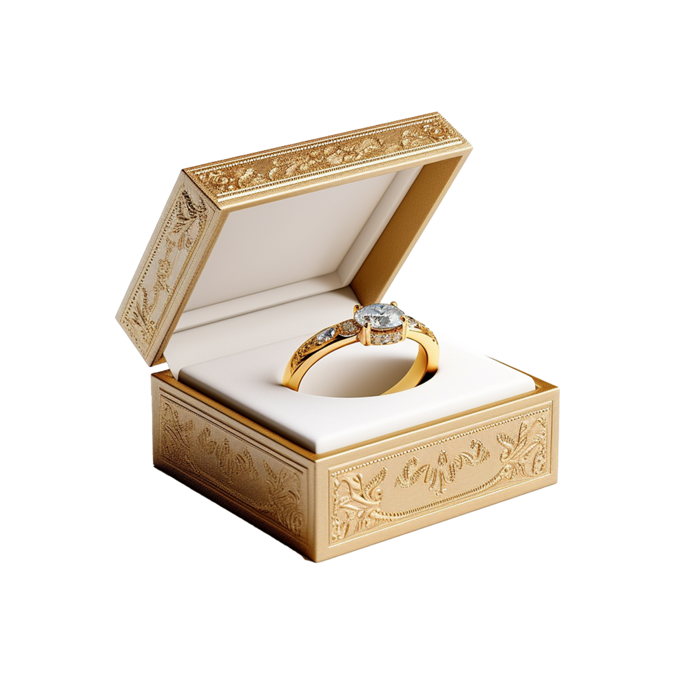 AI generated 3d ring box isolated on transparent background png